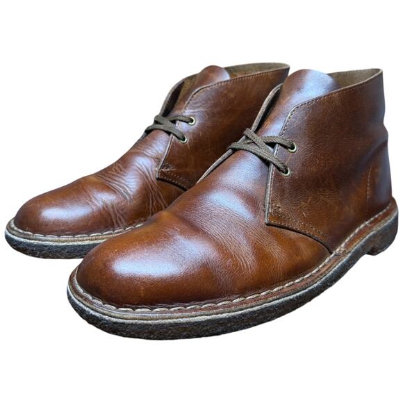 CLARKS The Original Desert Boot Me Size 9 M Brown Leather Chukka Crepe Outsole - Picture 2 of 11